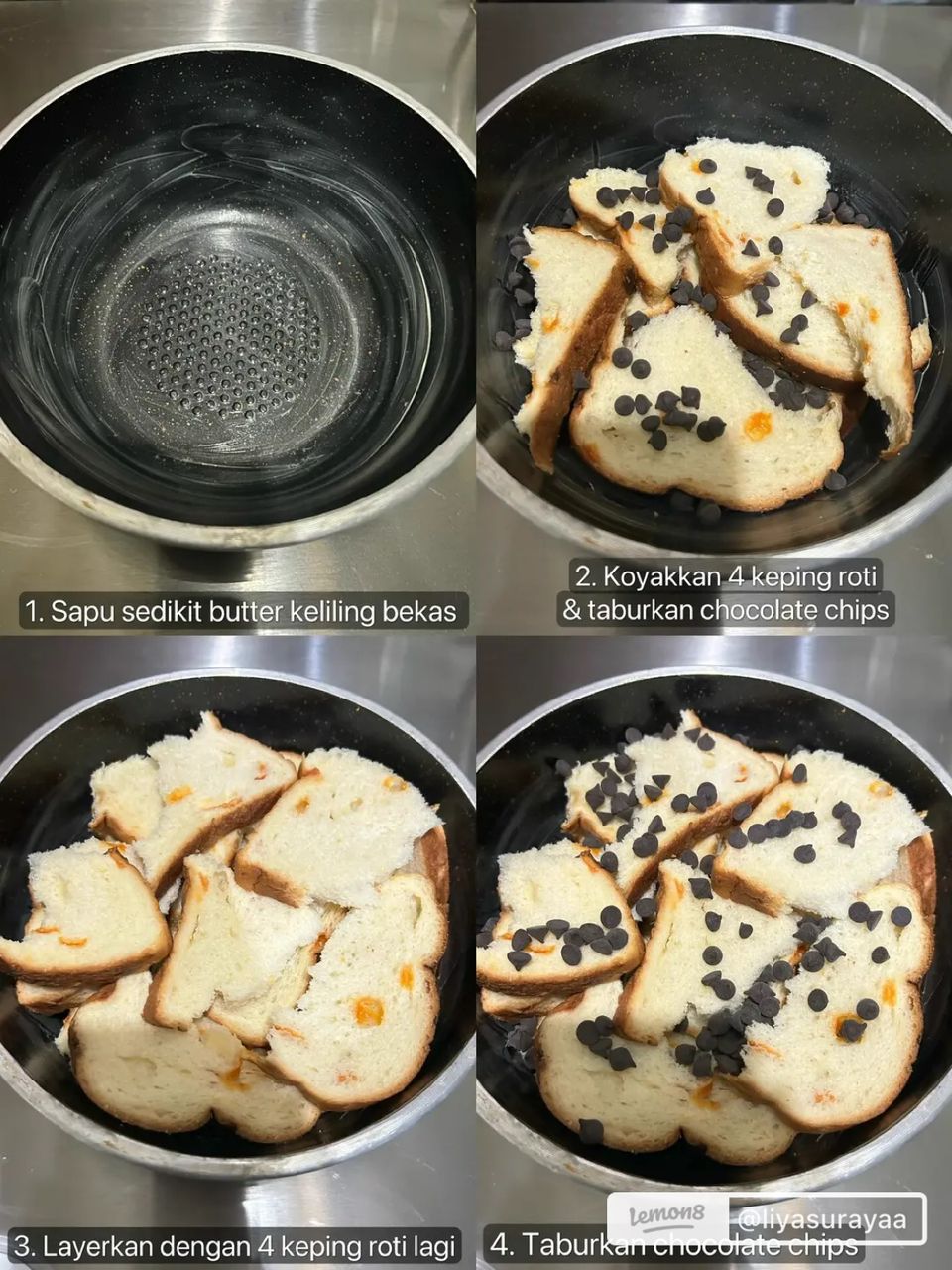 Ikuti langkah ini untuk membuat Puding Roti
