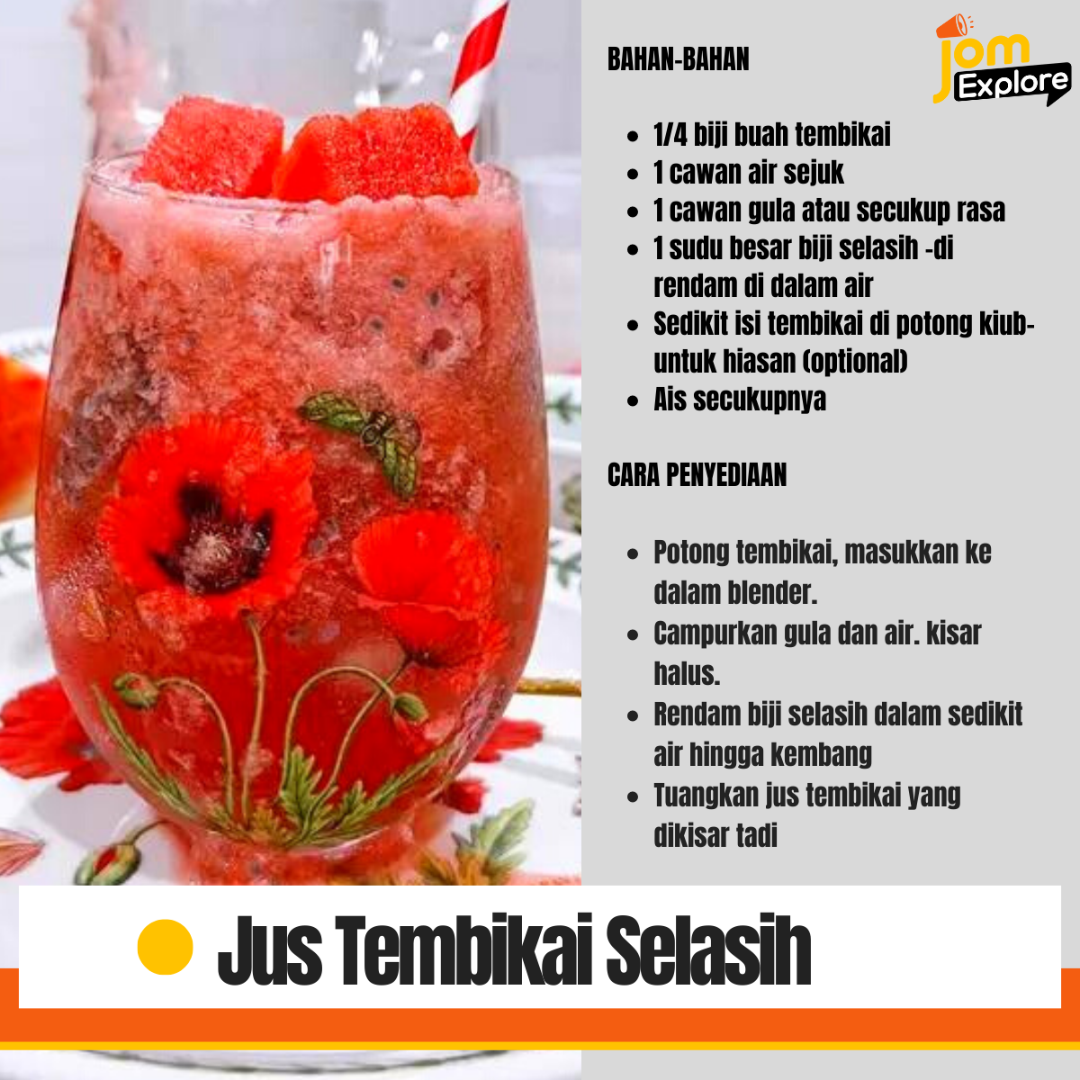 Berkhasiat dan menyegarkan, Jus Tembikai Selasih
