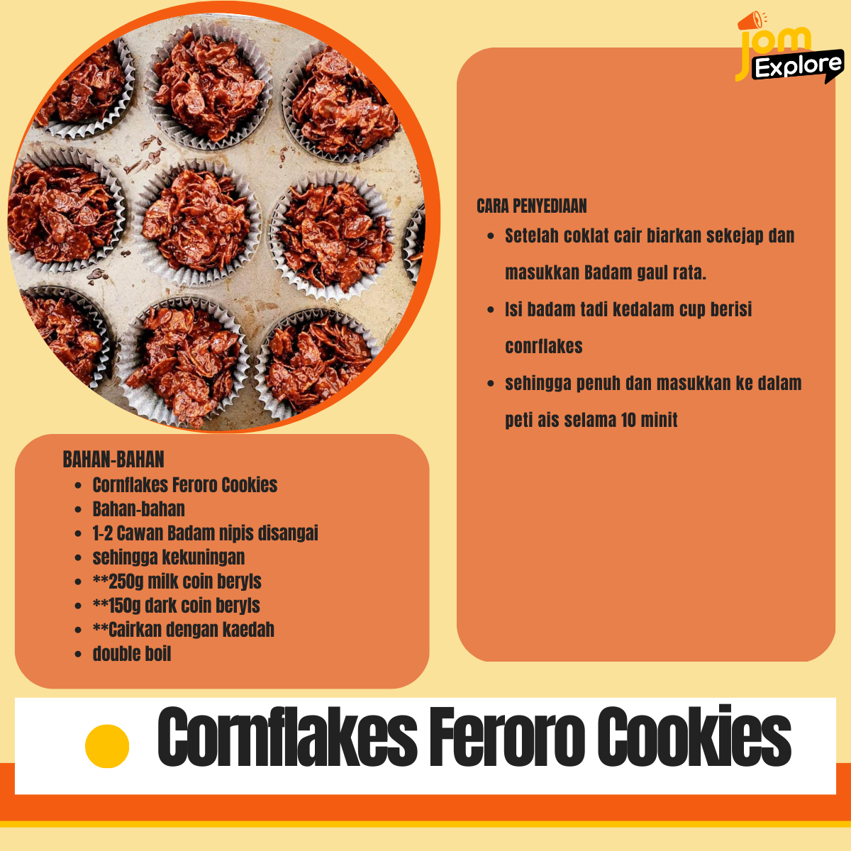 Resepi Cornflakes Ferero Cookies