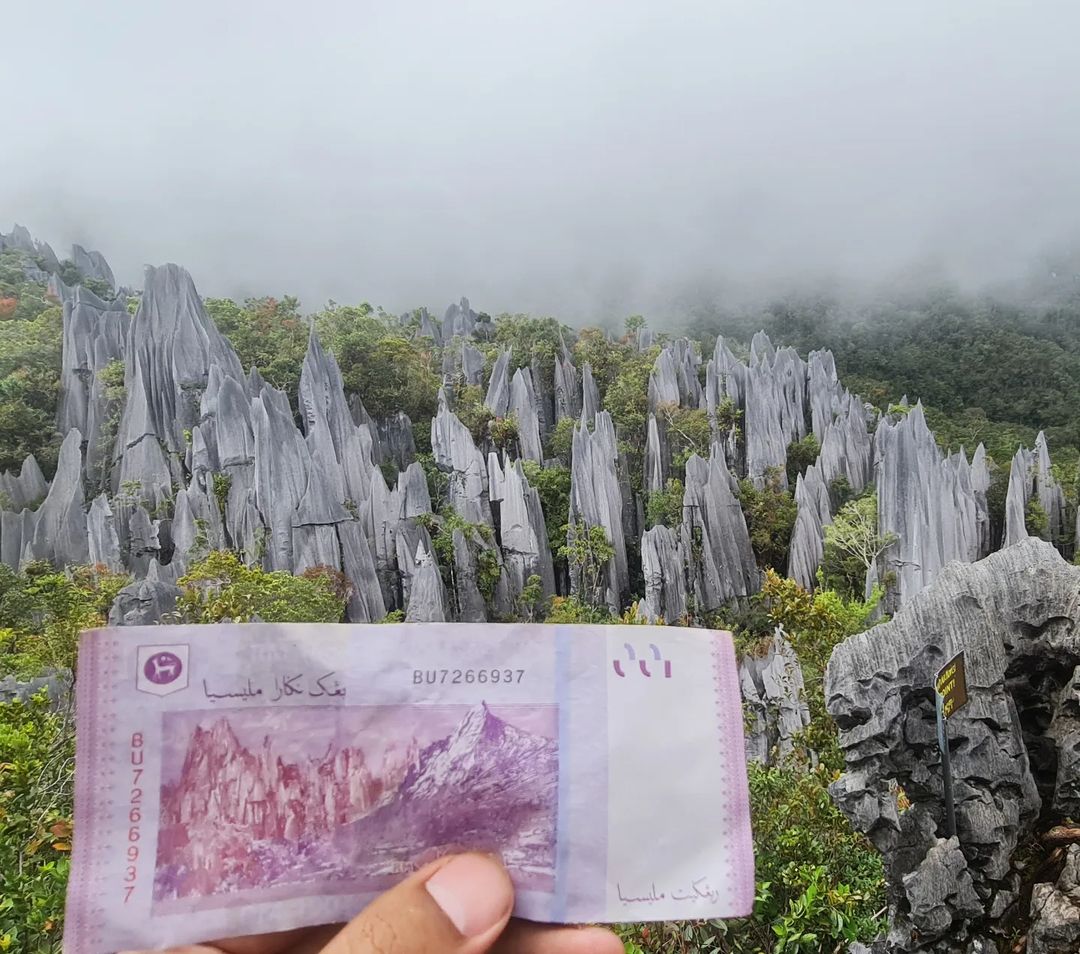 Wang kertas RM100 kita, ia adalah puncak Taman Negara Gunung Mulu atau lebih dikenali sebagai Mulu Pinnacles.