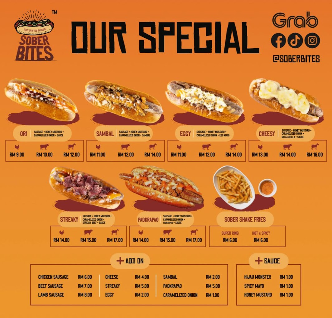 Menu yang ada untuk korang pilih!