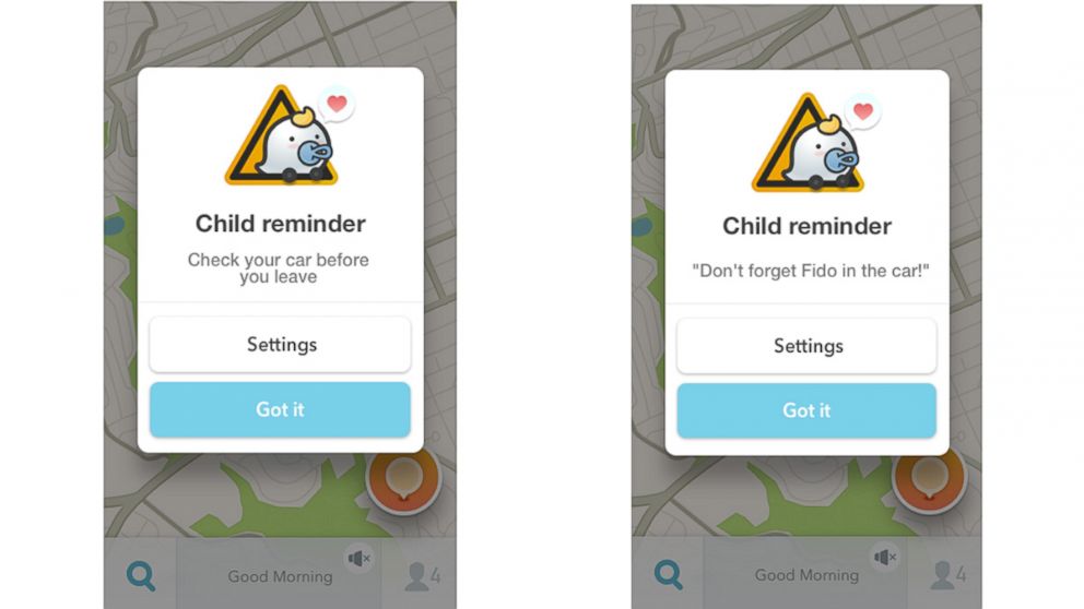 Contoh aplikasi waze memberi notifikasi untuk lihat anak kesayangan di belakang