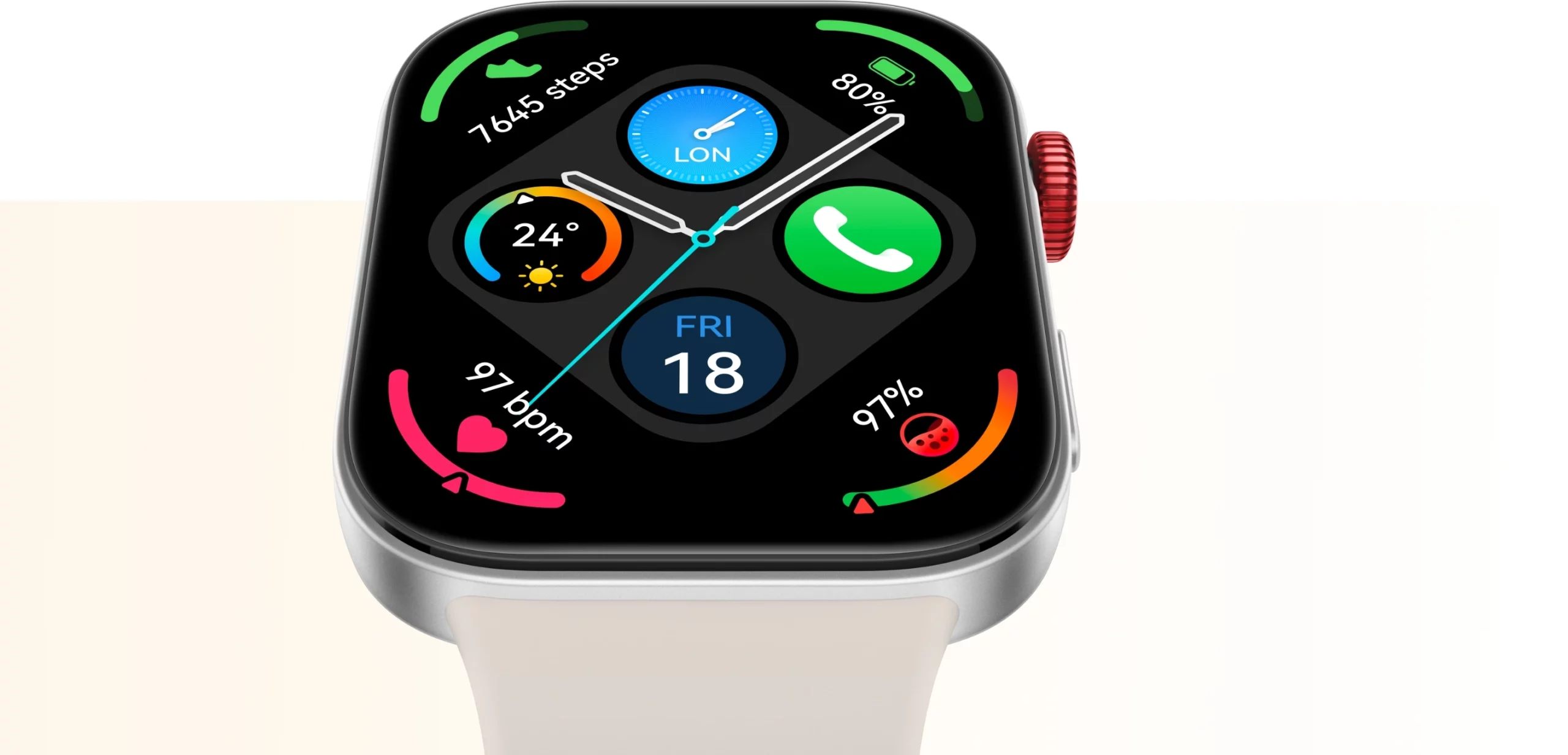 Sentuhan merah di bahagian mahkota (kanan) memberi sedikit elemen mewah