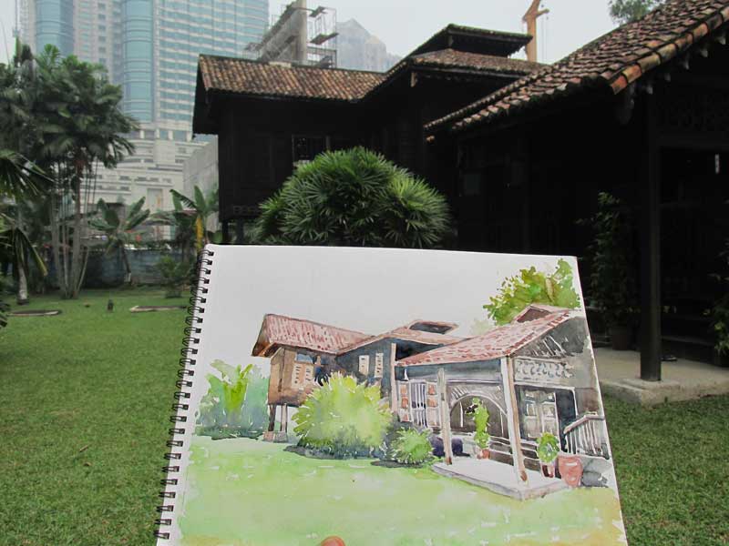 Lukisan menunjukkan kecantikan rumah tradisional ini