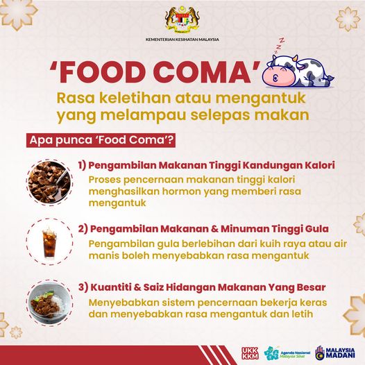 INfografik dihasilkan oleh KKM menerangkan fenomena Food Coma