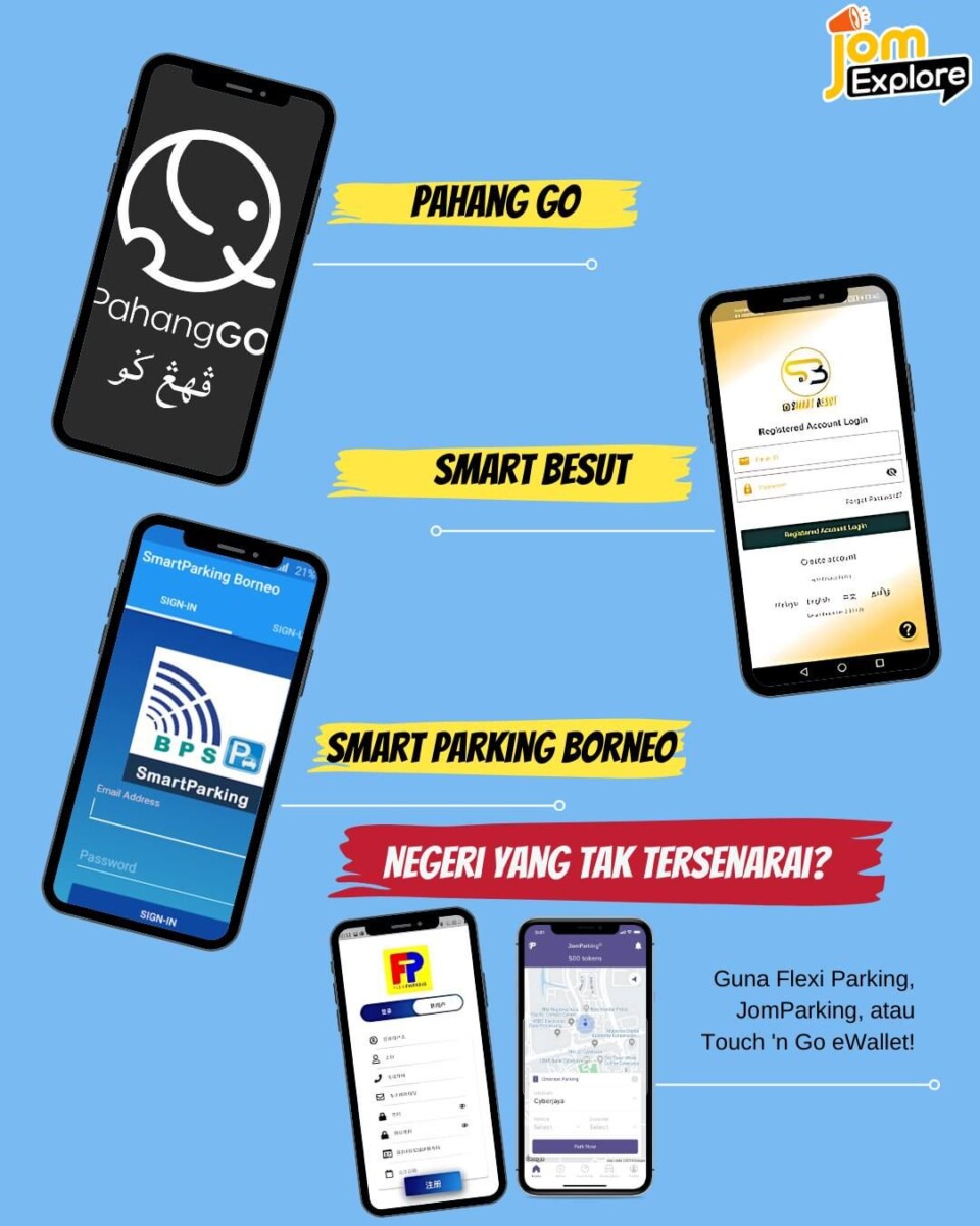 Jika tiada aplikasi di negeri anda, boleh guna touch n go atau flexi parking