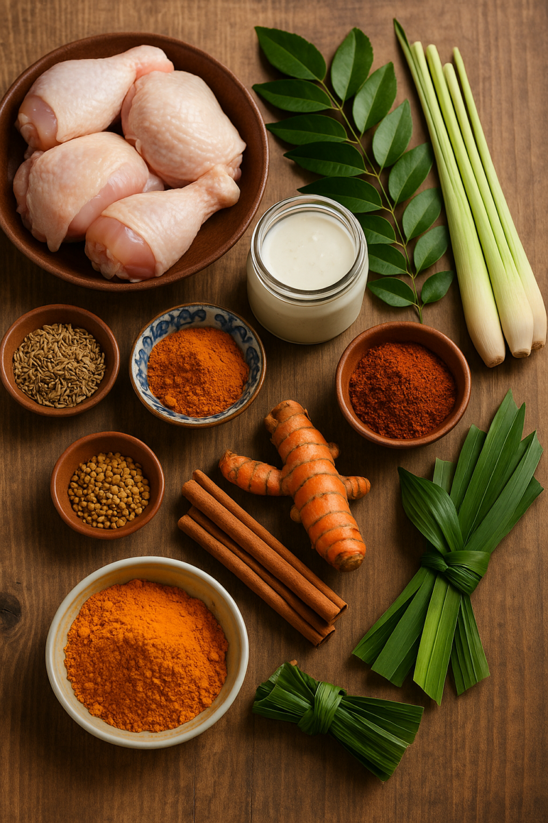 Inilah rahsia Kari Ayam Malaysia jadi terbaik: rempah ratus segar, santan pekat, daun kari, dan bahan tempatan penuh aroma