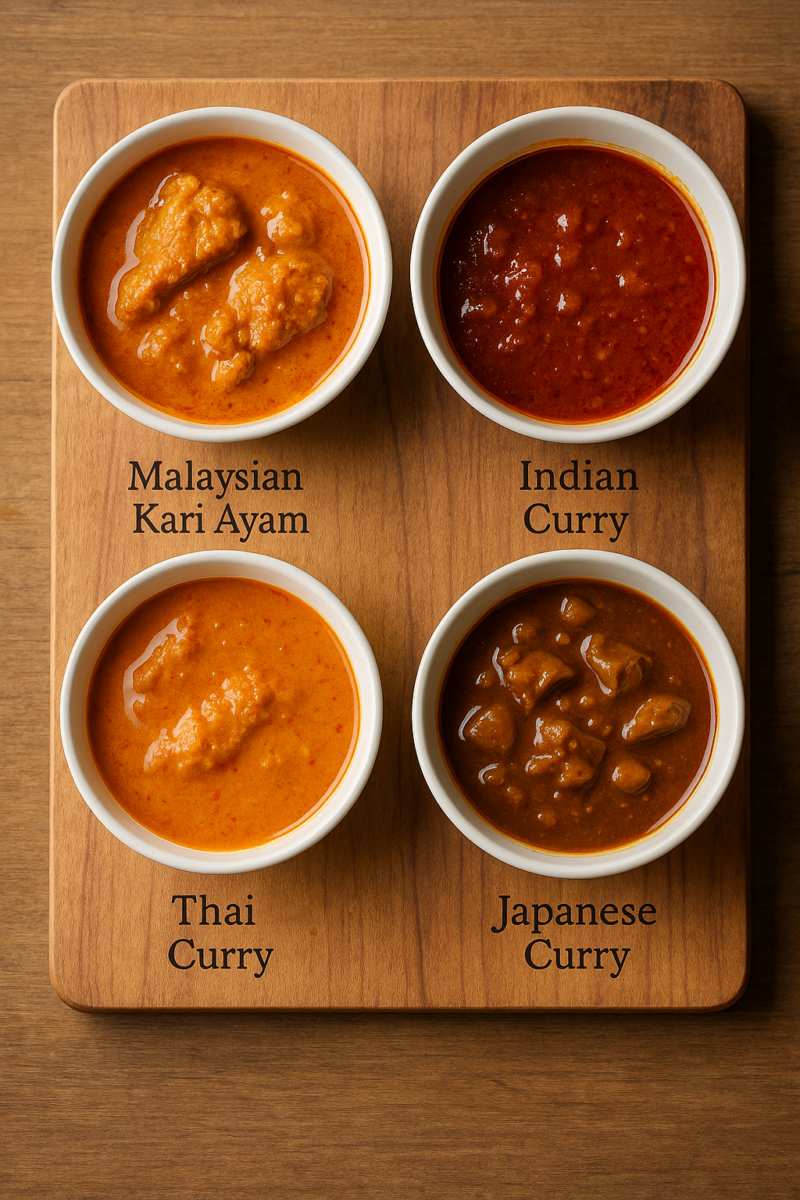 Kari Ayam Malaysia berlemak pekat, berbanding kari India, Thai, dan Jepun. Setiap satu punya cerita, tapi Malaysia tetap juara!