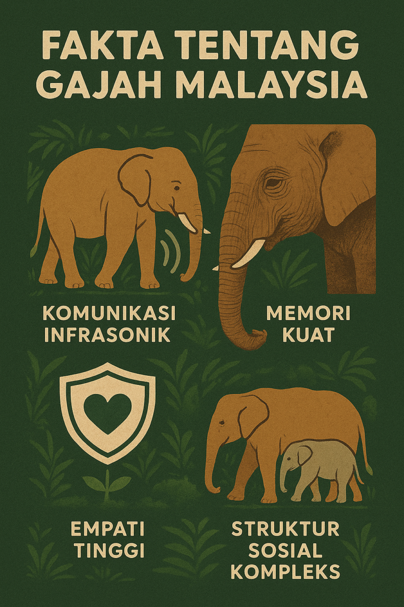 gajah hidup berkawanan, berkomunikasi dengan infrasonik, mempunyai empati tinggi, ingatan kuat, dan mampu mengenali suara manusia yang dikenali.