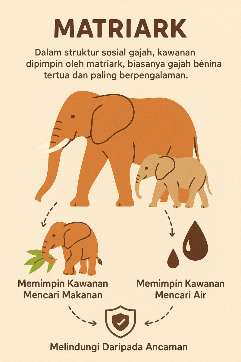 Matriark gajah – pemimpin kawanan, ingatan luar biasa, pelindung sejati.