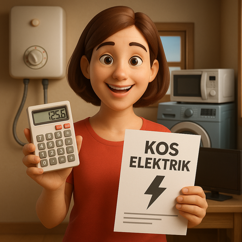 Mengira kos elektrik peralatan rumah secara kasar menggunakan formula (W ÷ 1000) x 0.444 = RM/jam membantu anda merancang penggunaan peralatan