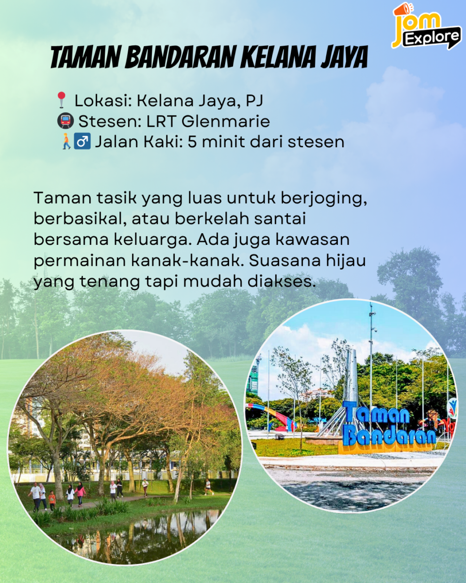 Taman dekat LRT, sesuai untuk jogging santai dan family picnic.