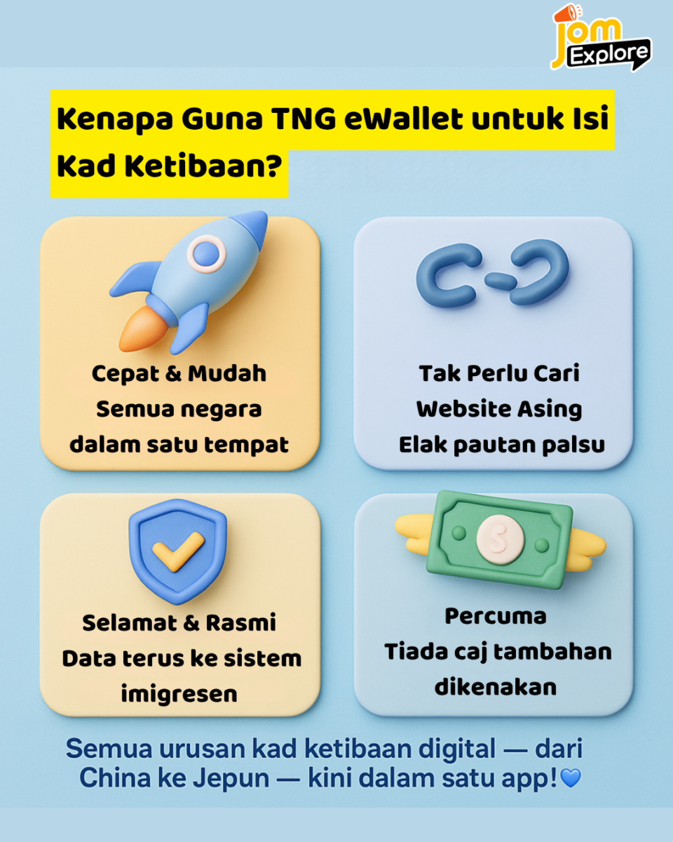 Isi kad ketibaan mudah, selamat & percuma dengan TNG eWallet.