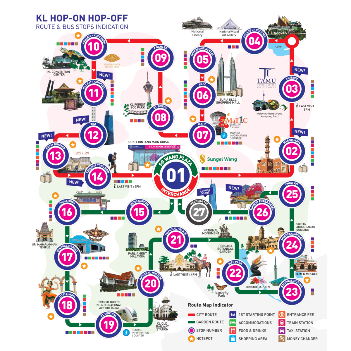 Lebih 27 hentian di seluruh Kuala Lumpur — dari ikon bersejarah ke pusat beli-belah moden. Semuanya boleh dicapai dengan satu tiket KL Hop On Hop Off!