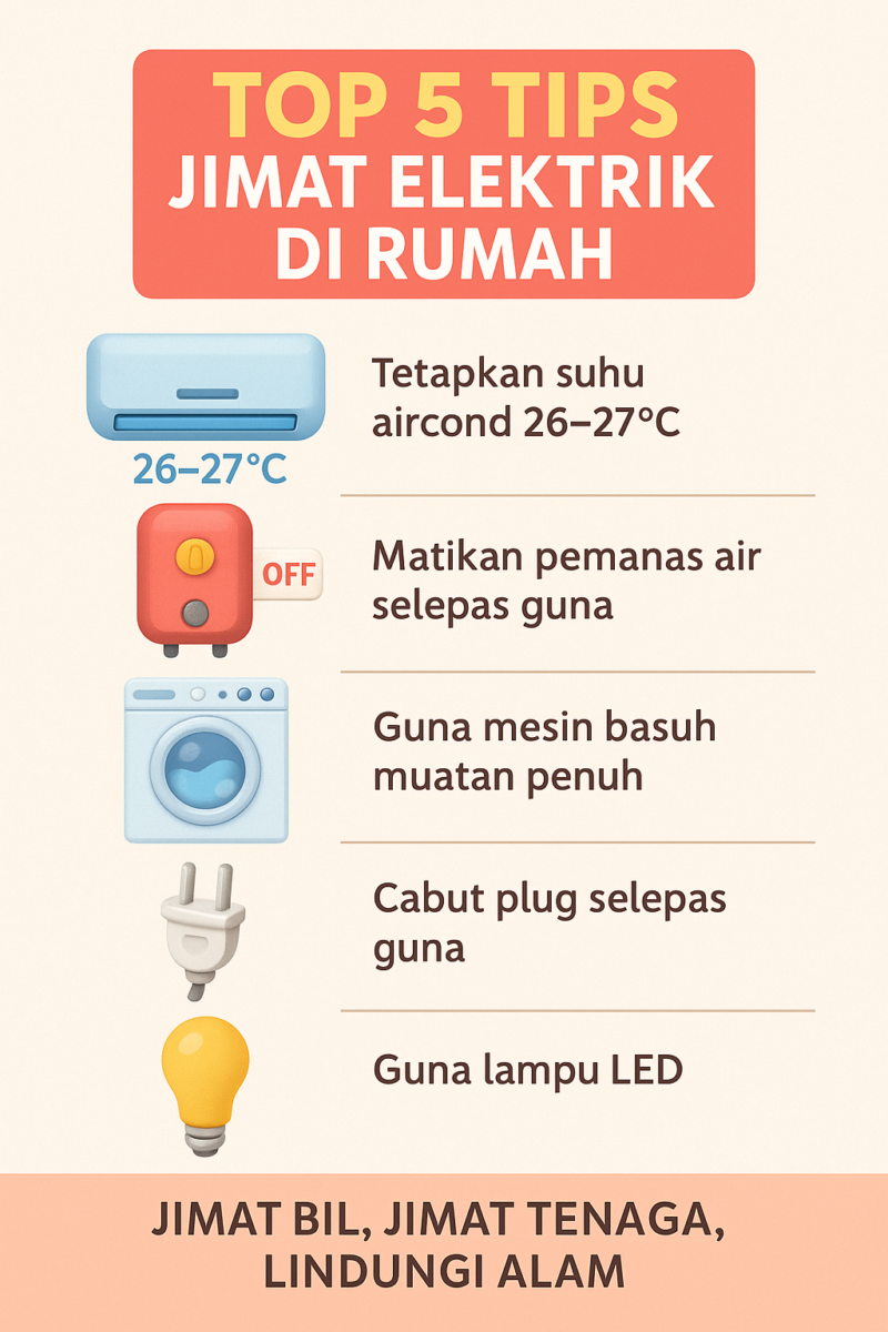 Jom jimat elektrik di rumah! Ikuti tips mudah ini untuk kurangkan bil bulanan